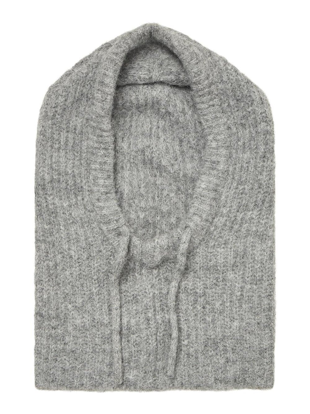 Milu Cable Knit Balaclava - Light Grey Melange